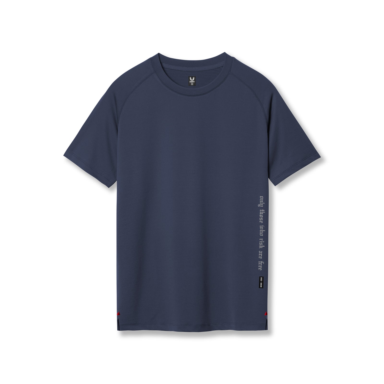 flatlay 3D-Lite 2.0 Lycra Fitted Tee in navy with OTWR text detail, front view