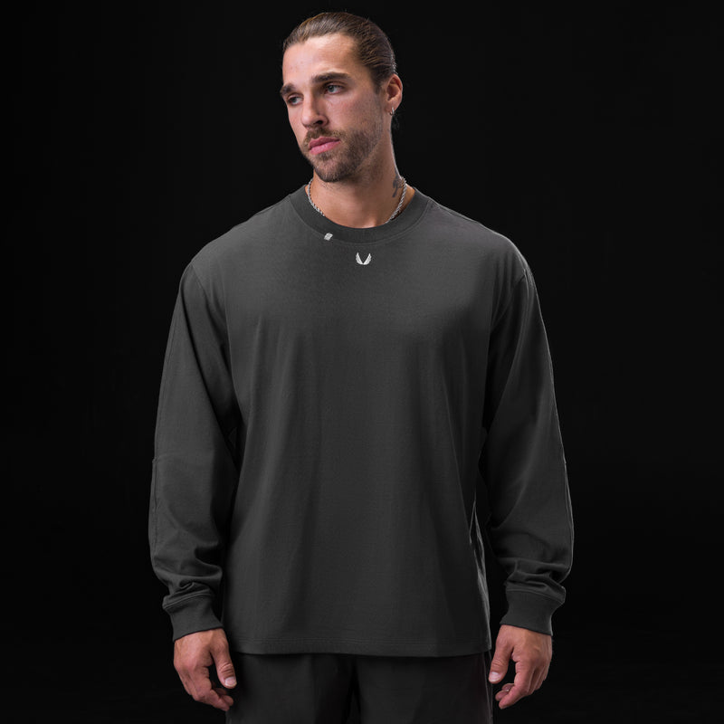 0851. Tech Essential™ Relaxed Long Sleeve - Space Grey/White 