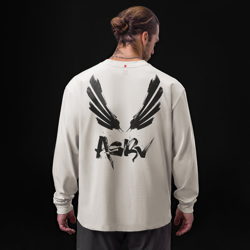 0851. Tech Essential™ Relaxed Long Sleeve  -  Stone "Brush Wings/ASRV"