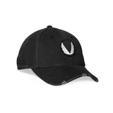 0856. Distressed Patch Logo Hat - Black/White "Wings"
