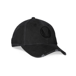 0856. Distressed Patch Logo Hat -  Black/Black "Wings"