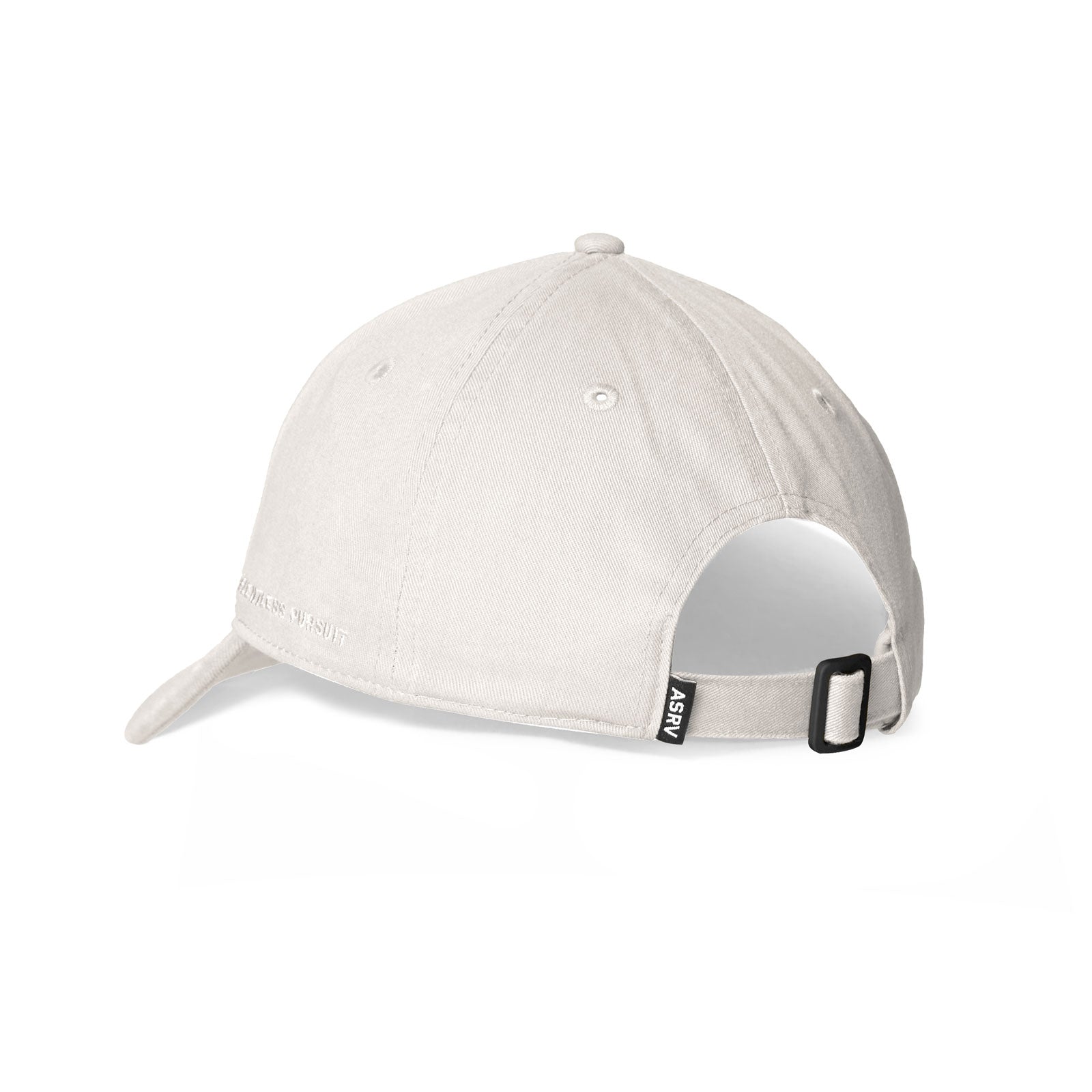 Distressed Patch Logo Hat in ivory cream, back view showing adjustable strap