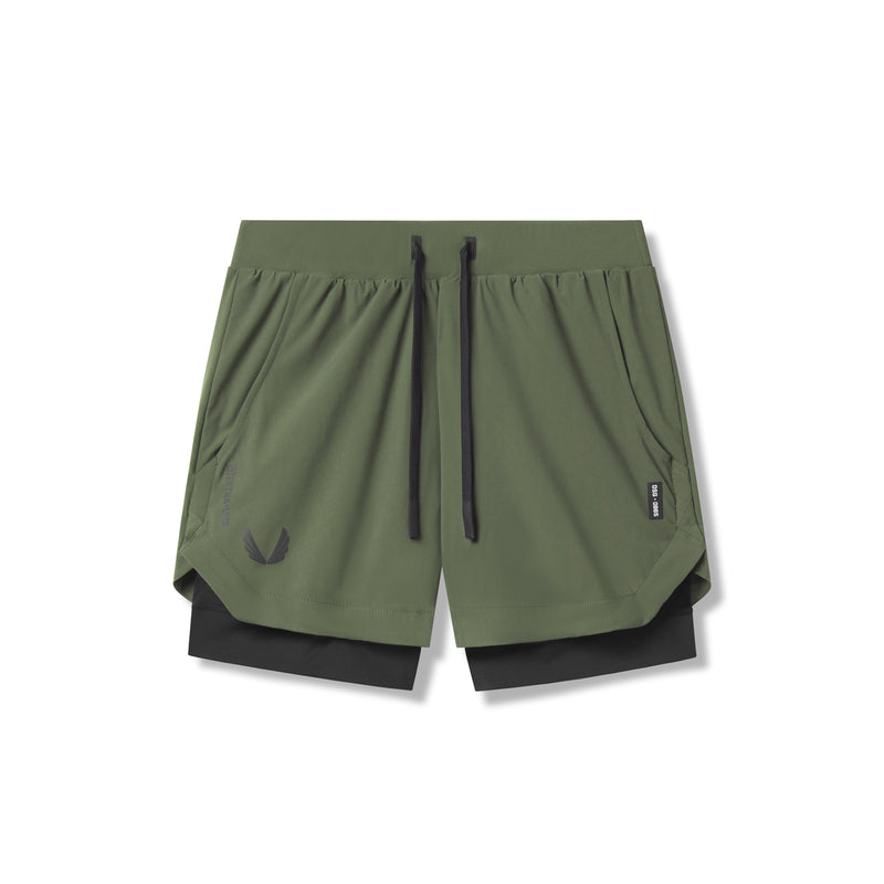 0865. Tetra-Lite® 5" Liner Short - Olive "Wings"/Black