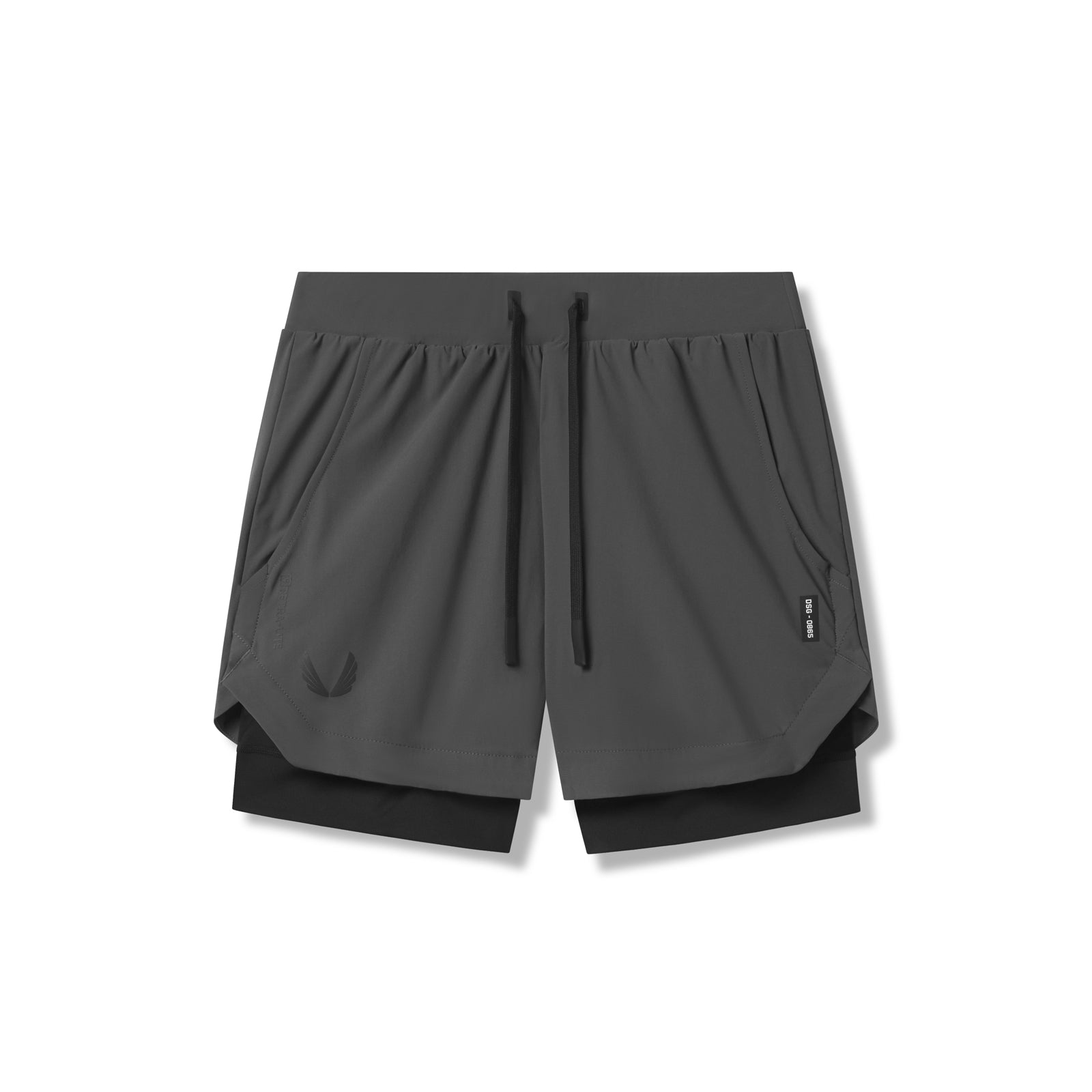 Flatlay of Tetra-Lite 5" Liner Short in Space Grey and Black, front view