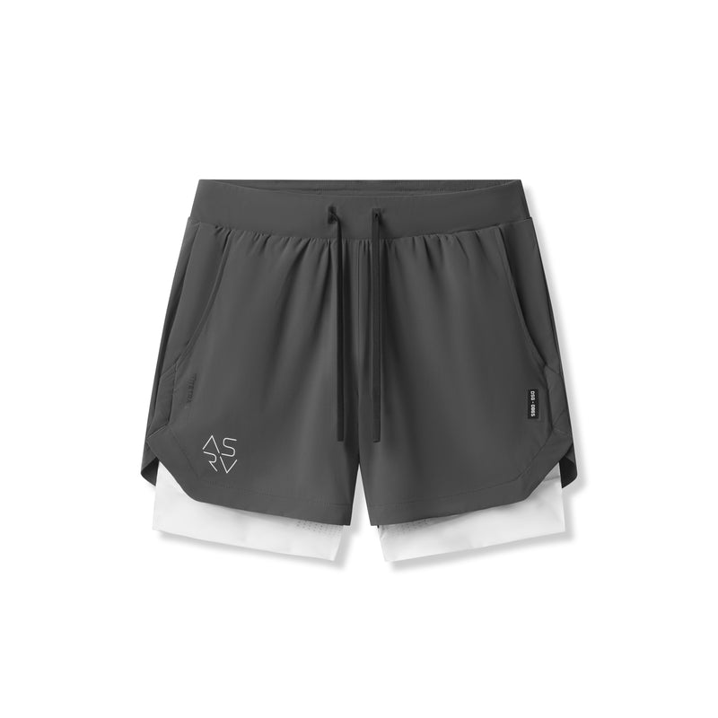 0865. Tetra-Lite™ 5” Liner Short - Space Grey "Cyber"/White