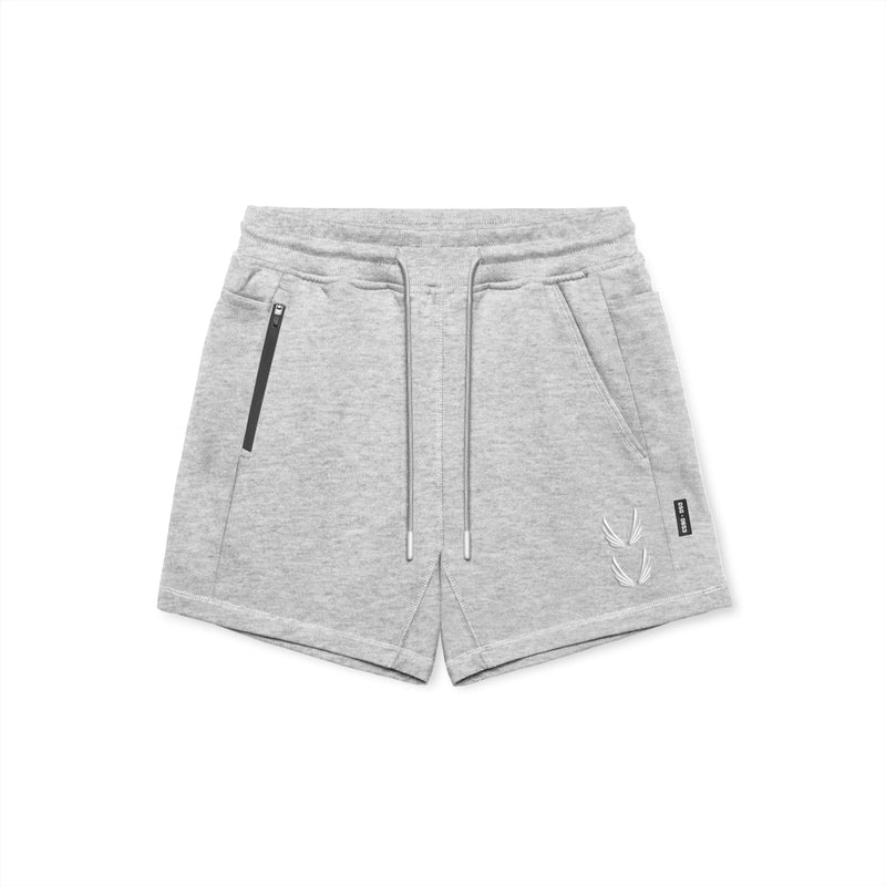 0867. Tech-Terry™ Sidelock Sweat Short - Heather Grey "Stacked Wings"