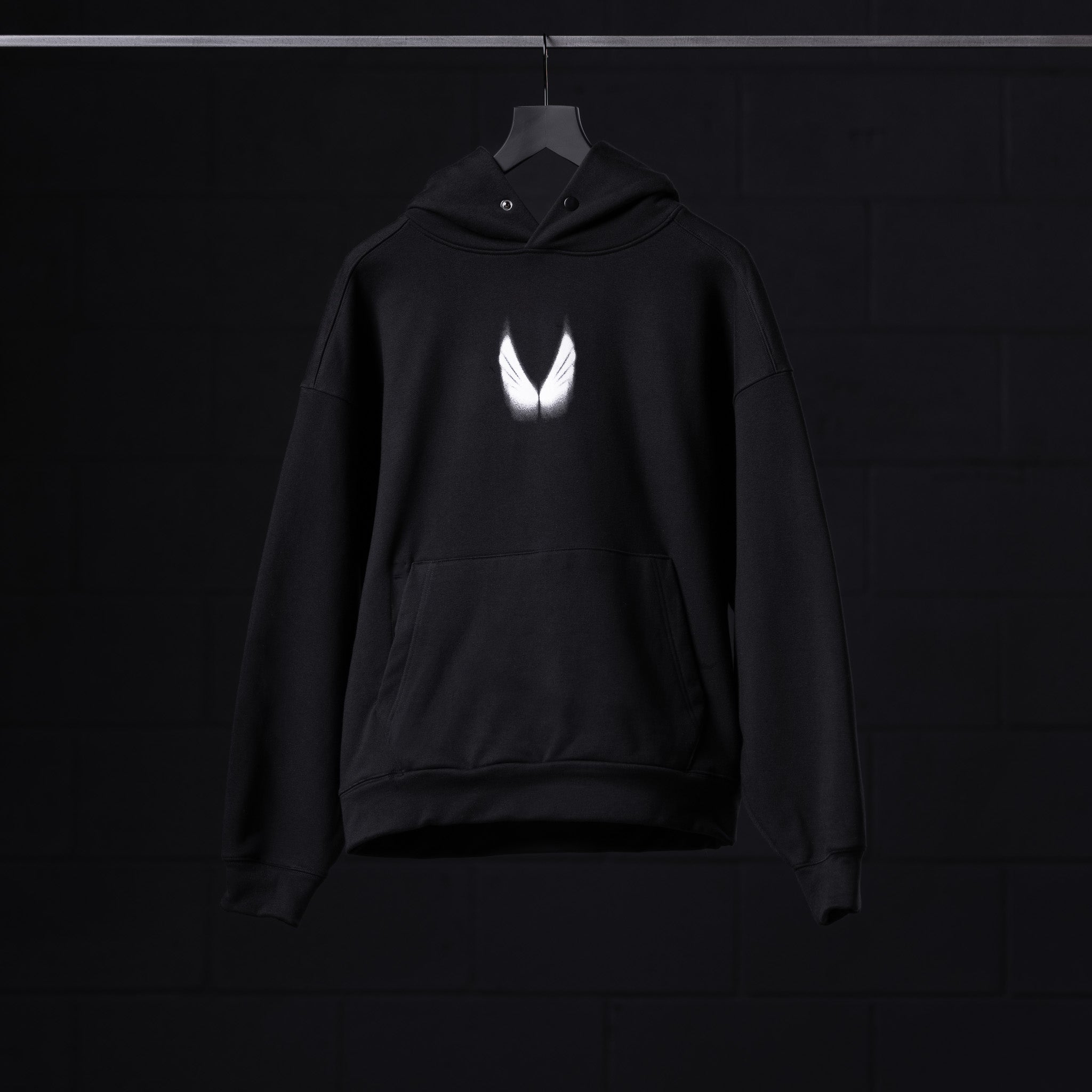 Flatlay Tech-Terry™ Zip Pocket Hoodie in black with Motion Blur logo, front view