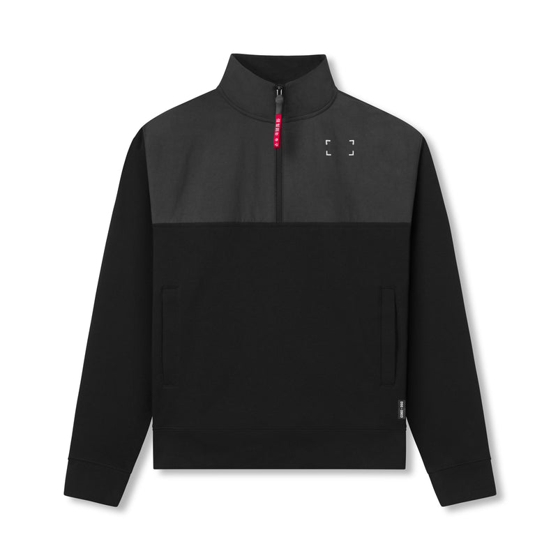 0903. Tech-Terry™ Paneled Quarter Zip - Black "Wave Dye"