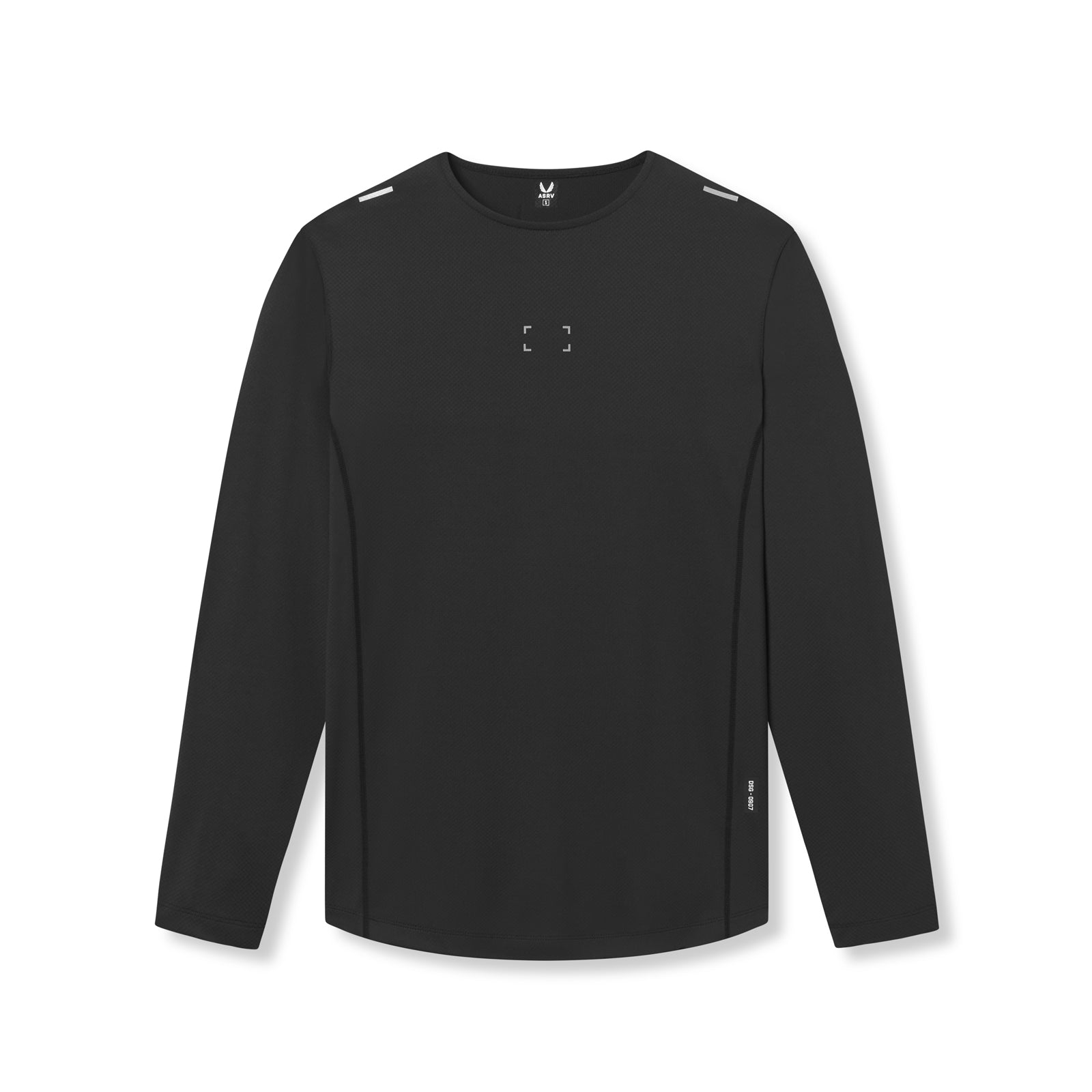 flatlay AeroSilver Training Long Sleeve in black with Space Bracket design, front view