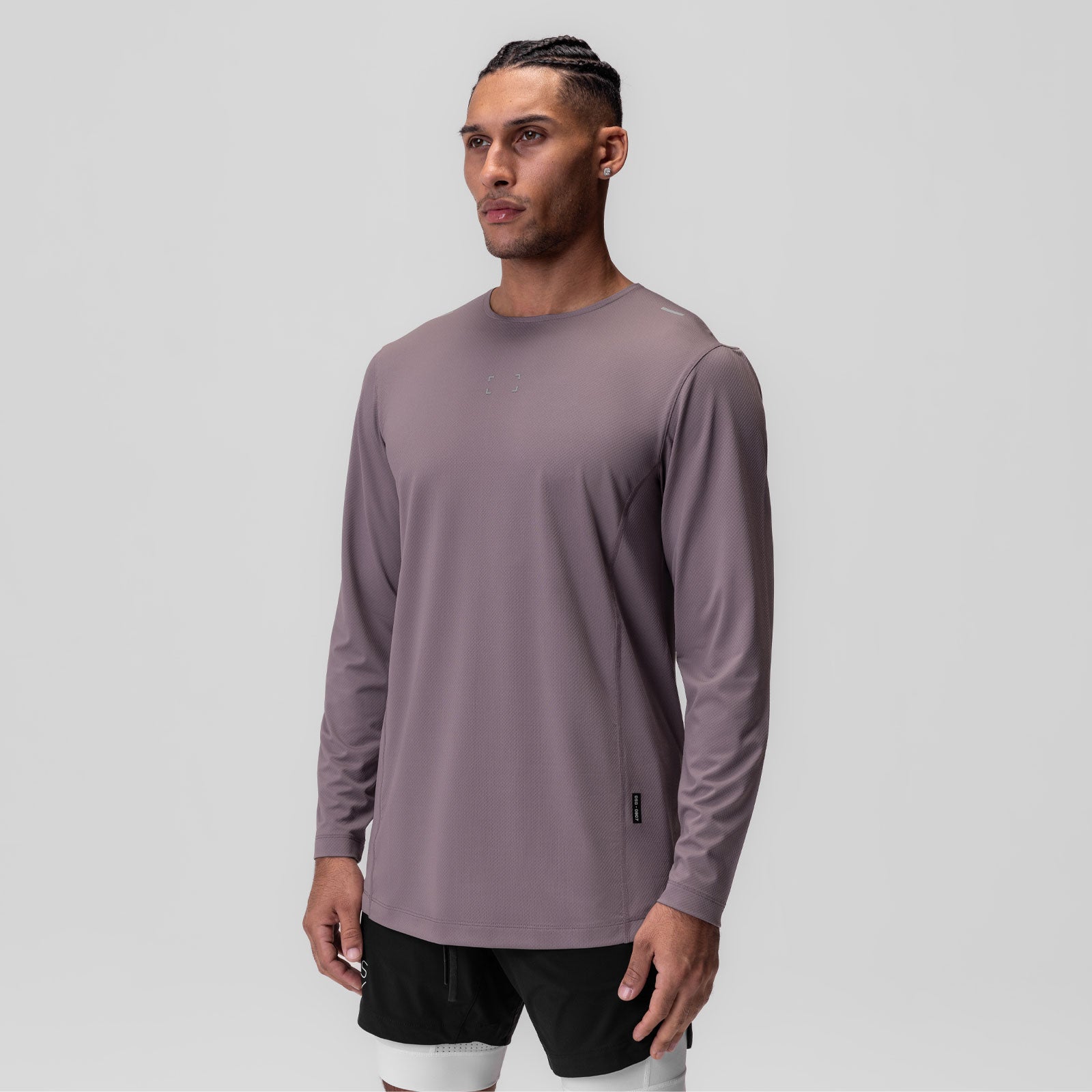 AeroSilver Training Long Sleeve in moonscape purple, worn by model, front view