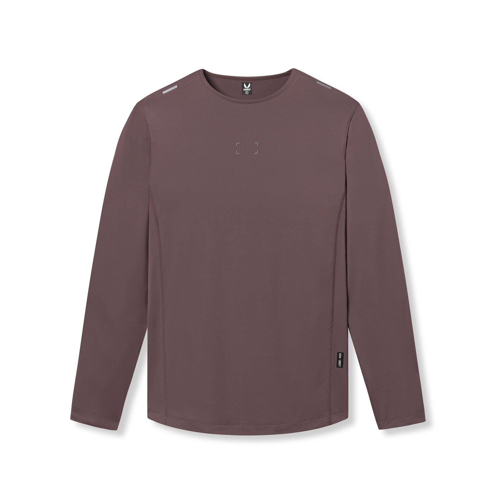 flatlay AeroSilver Training Long Sleeve in nightshade with space bracket design, front view