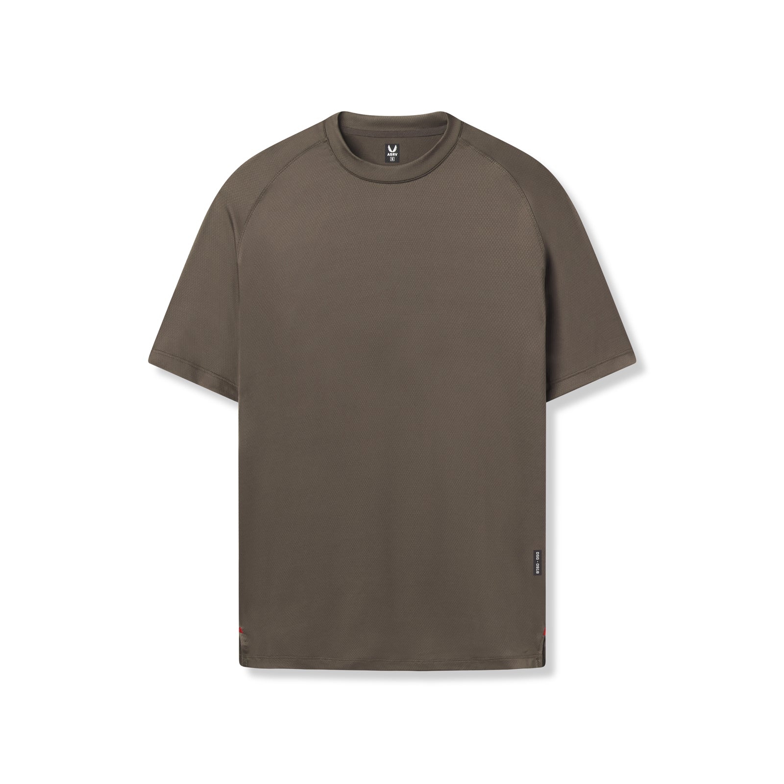 Flatlay of AeroSilver® Fitted Tee in deep taupe, front view