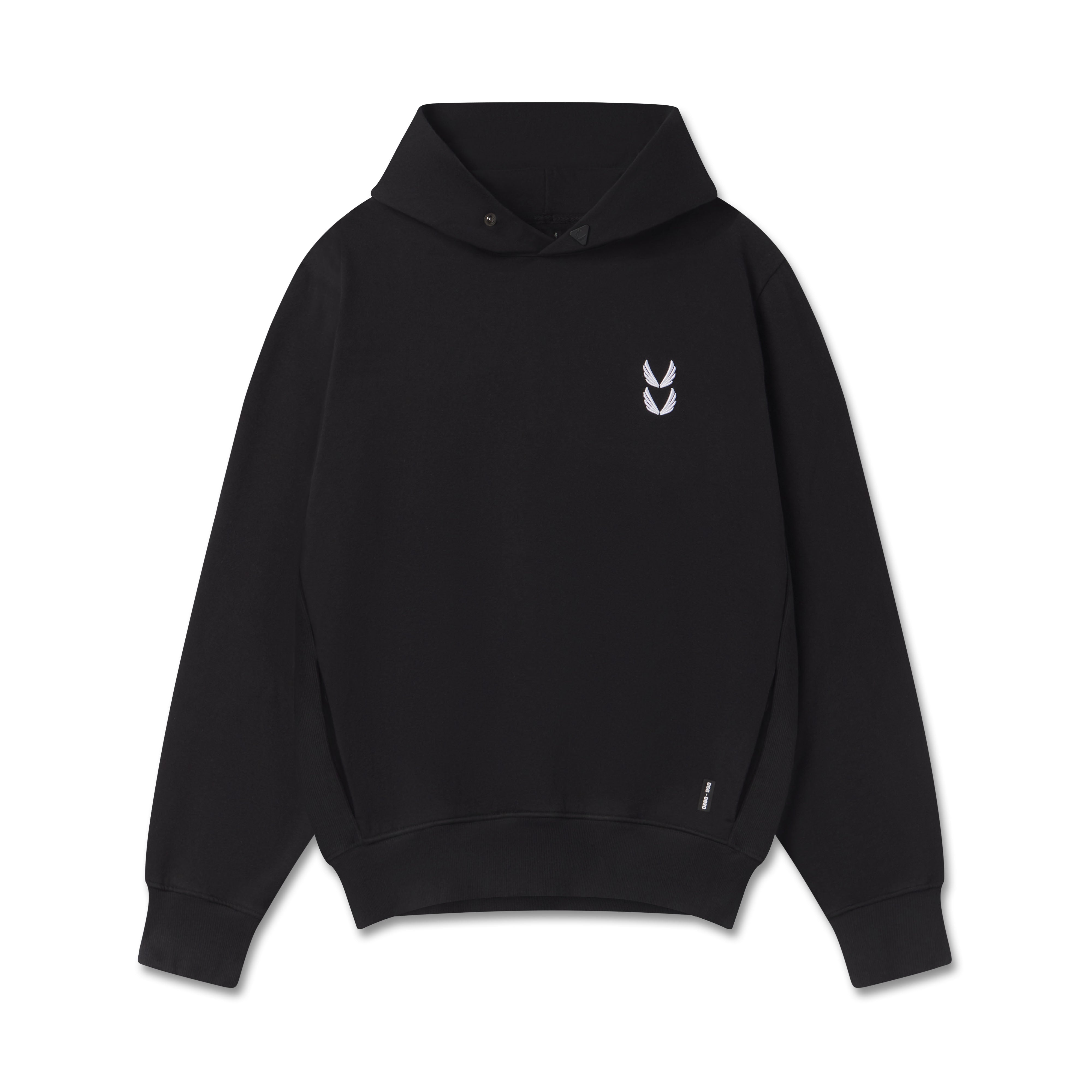 flatlay 0920. Tech Essential™ Distressed Hoodie in black, front view