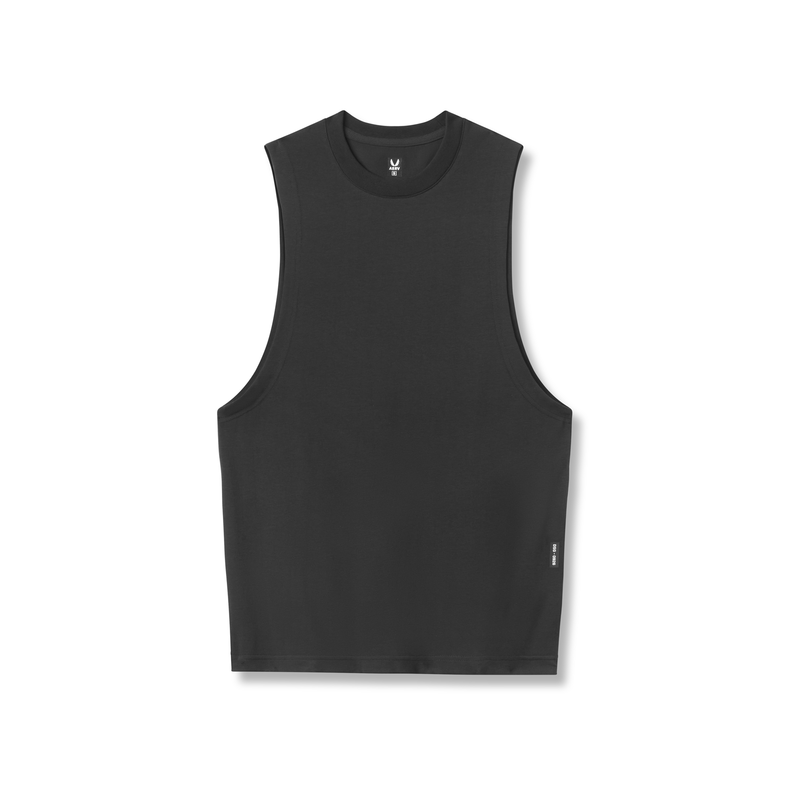 flatlay of black Supima® muscle tank in black, front view