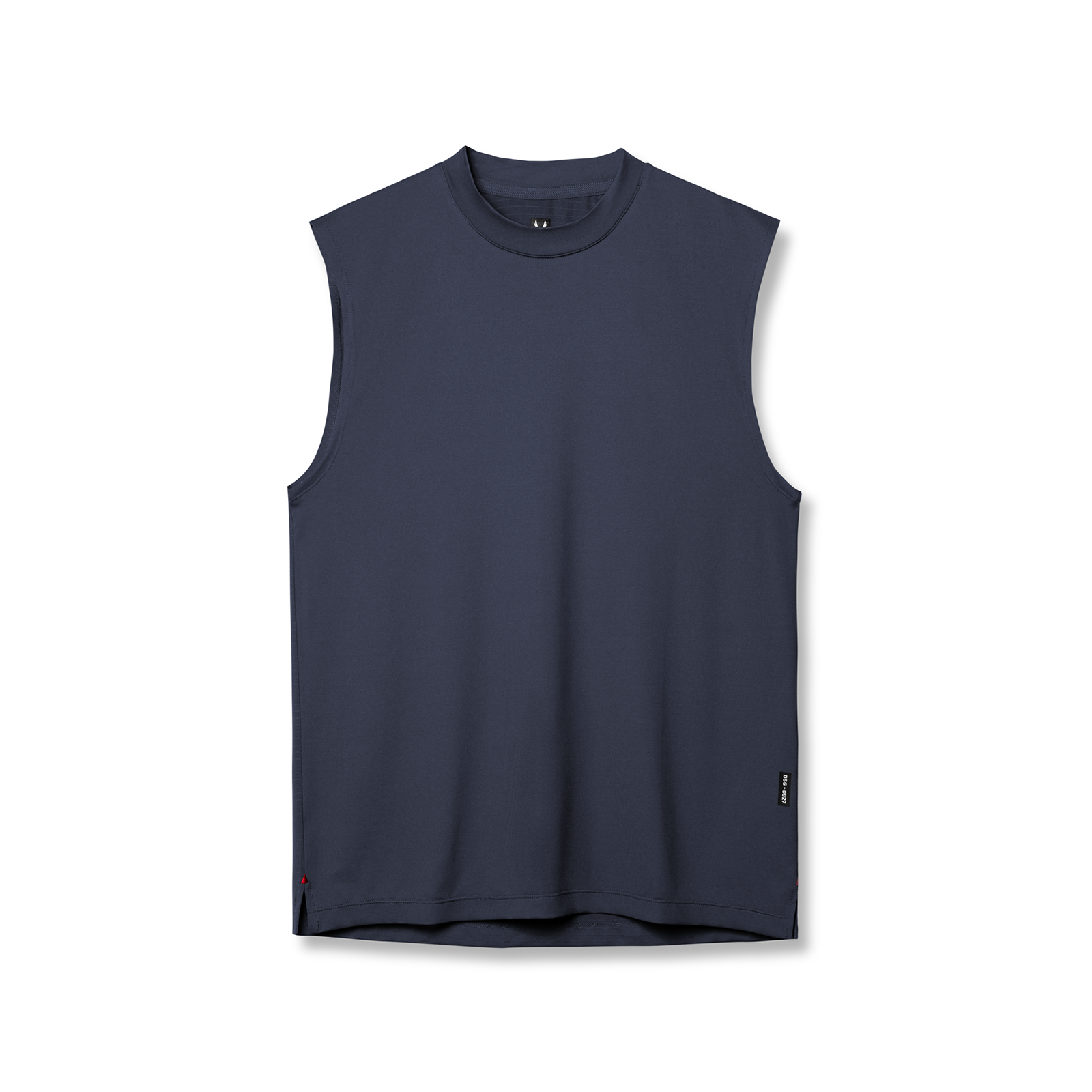 flatlay 0927. 3D-Lite® 2.0 Lycra® Relaxed Cutoff sleeveless tank in navy, front view