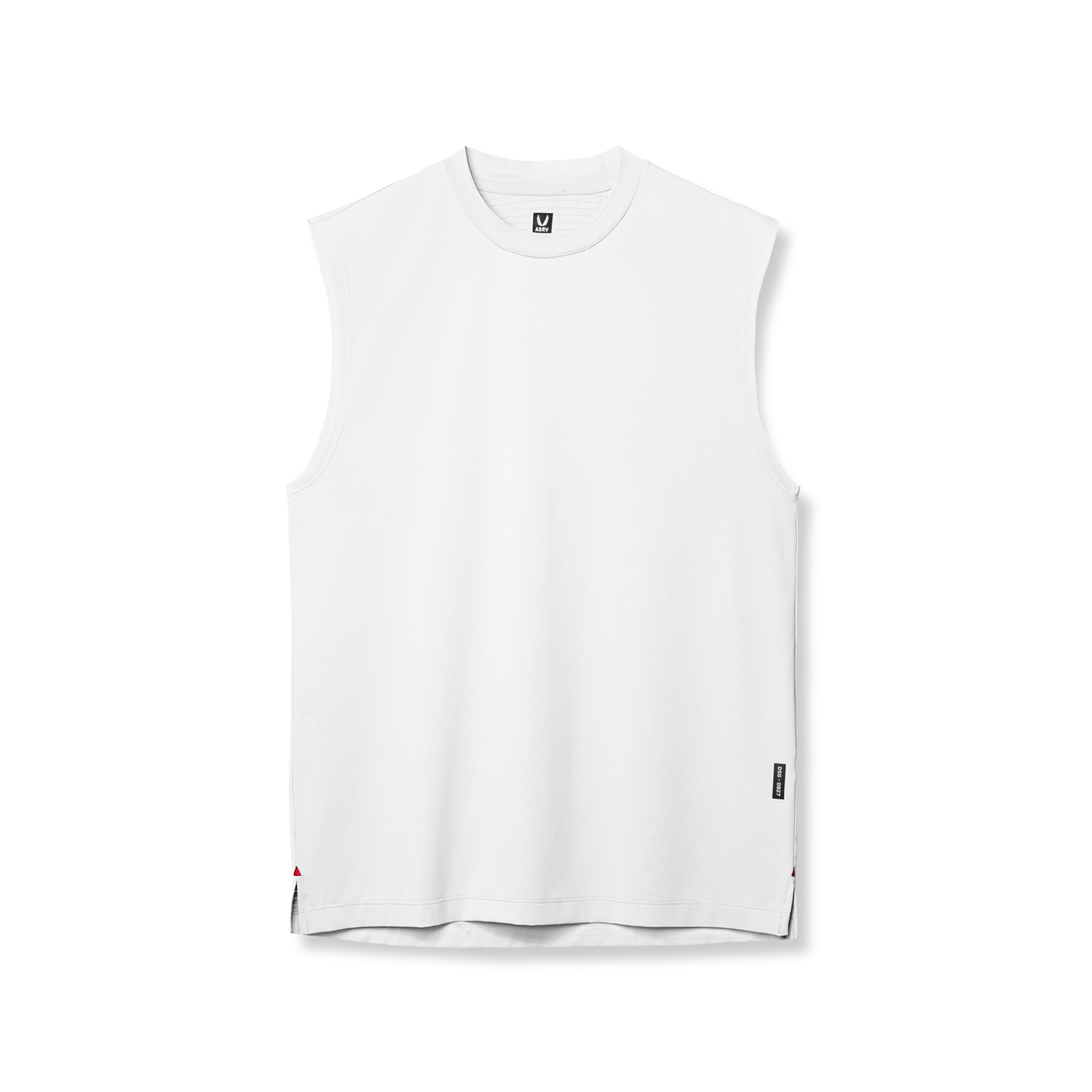 flatlay of white 3D-Lite® 2.0 Lycra® Relaxed Cutoff sleeveless tank top, front view