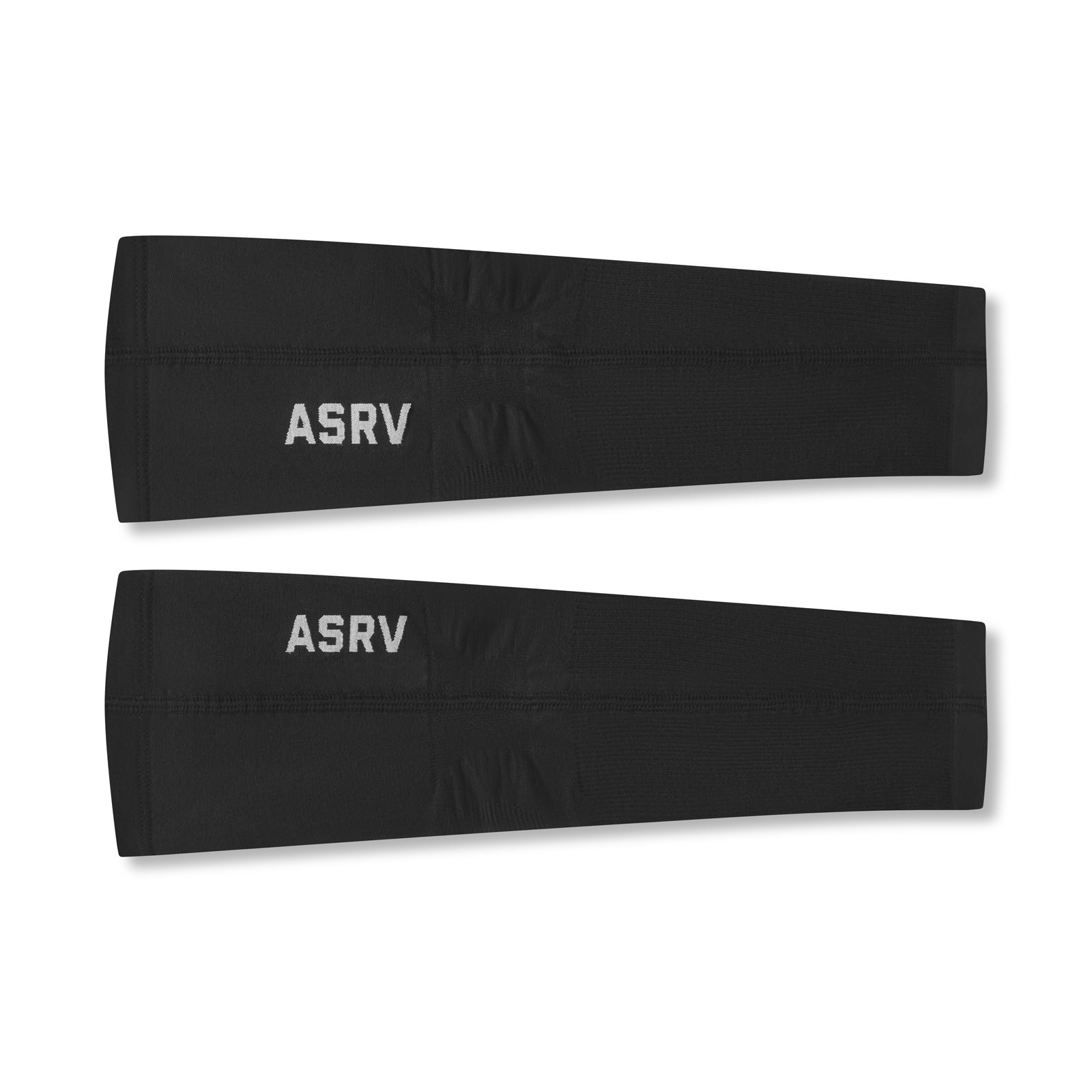 flatlay ASRV body-mapped arm sleeves in black, pair view