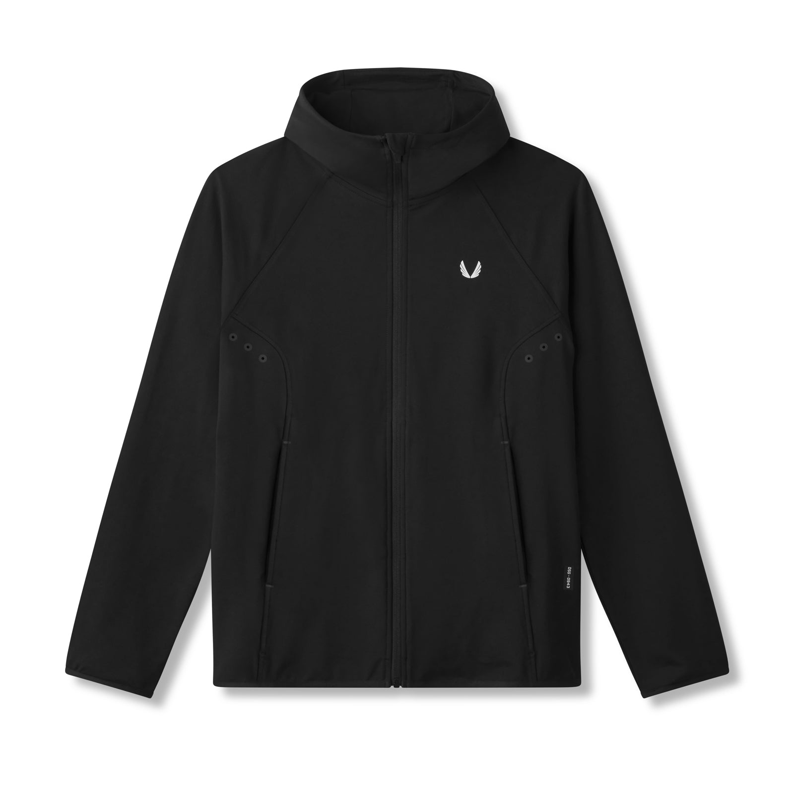 flatlay Performance Fleece Zip Hoodie in black, front view