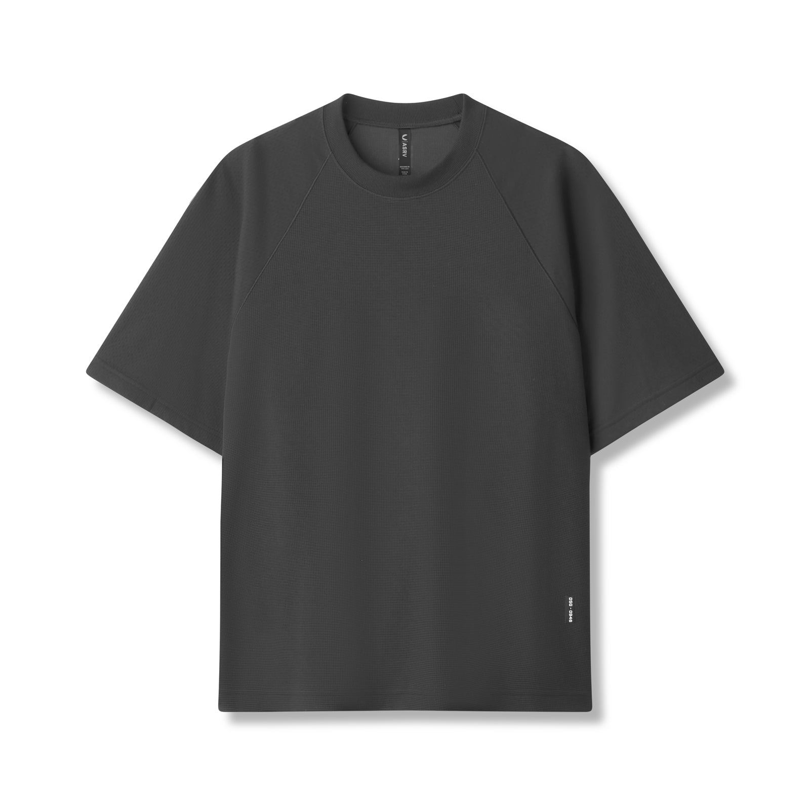 of waffle knit oversized tee in space grey, front view