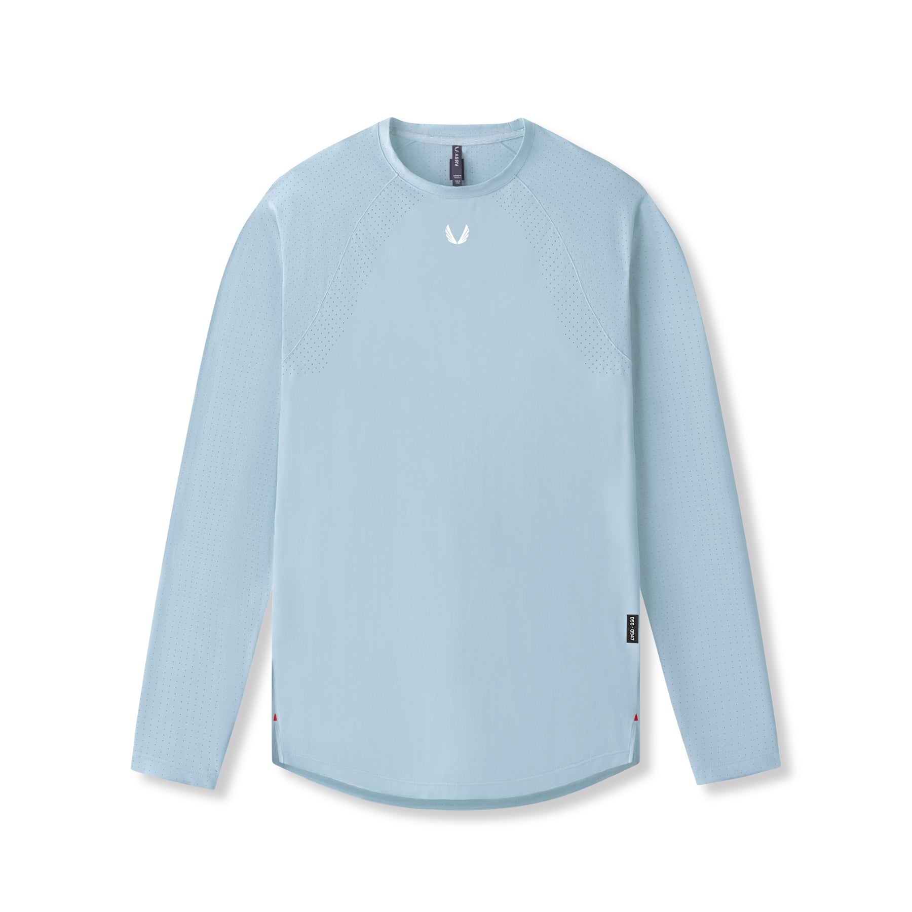 flatlay Laser-Vent Established Long Sleeve in light sky, front view