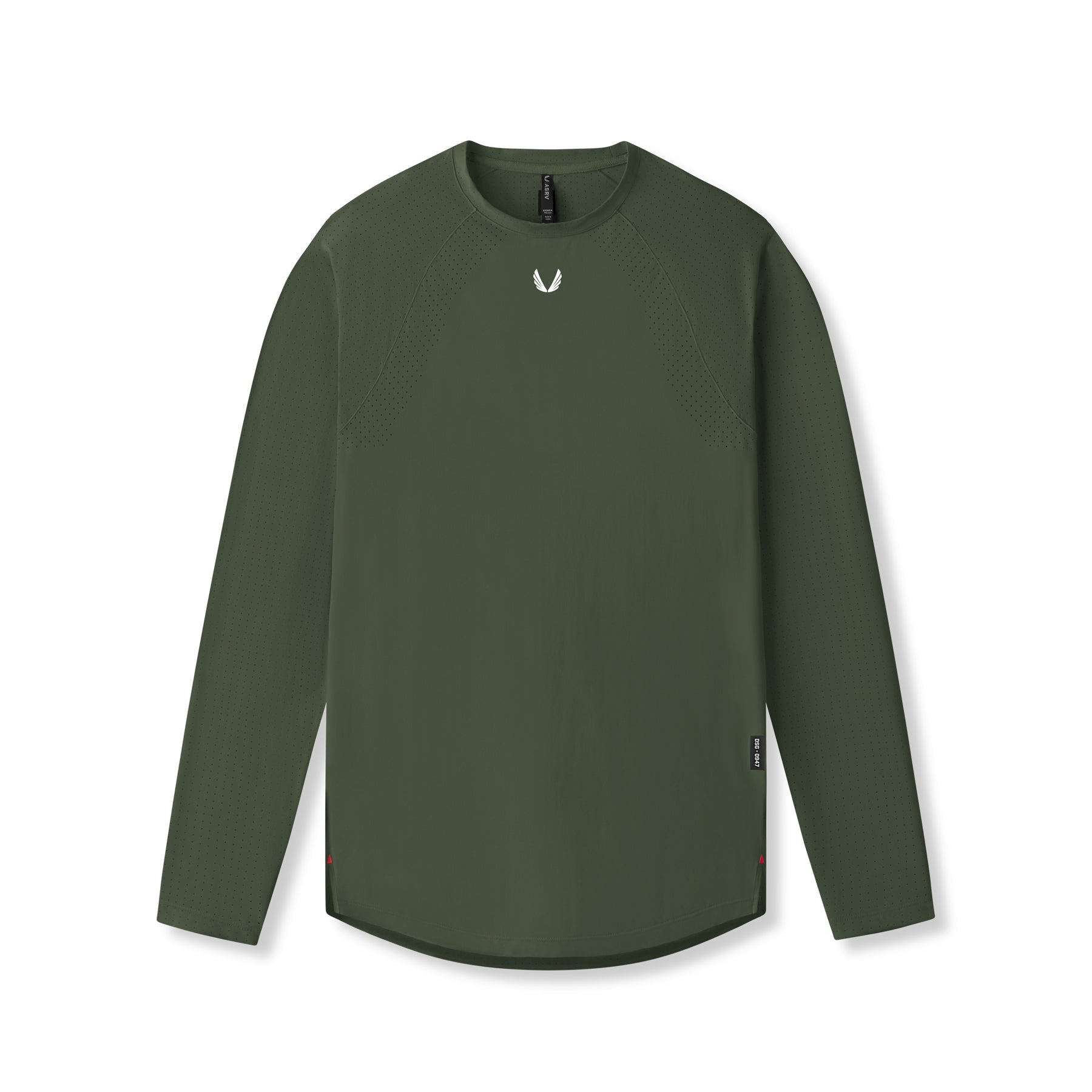 flatlay Laser-Vent Established Long Sleeve in olive, front view