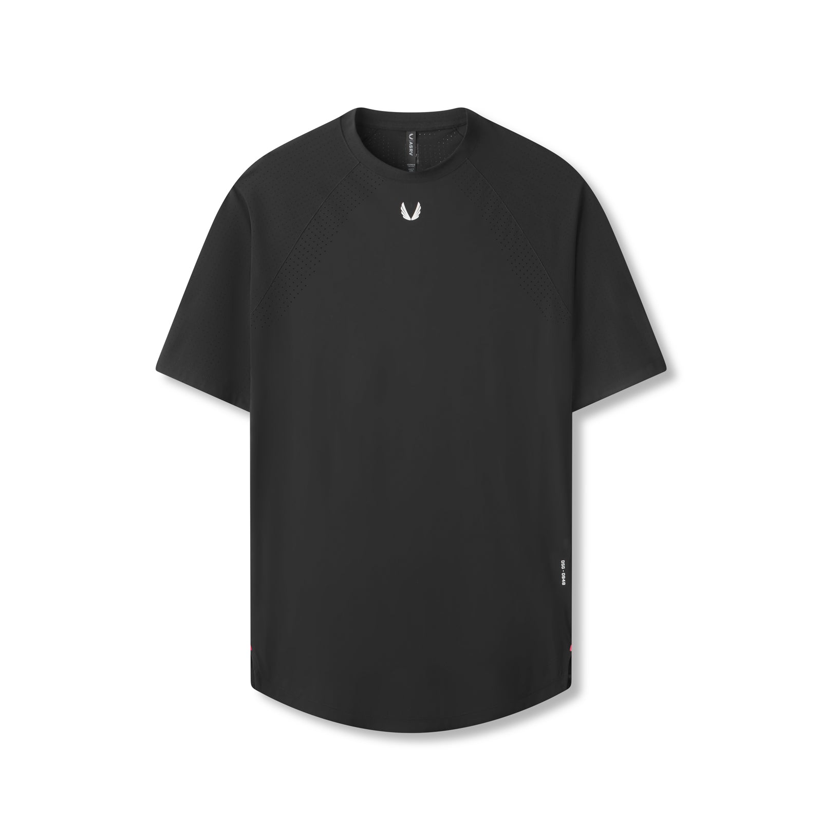 flatlay Black Laser-Vent Established Tee displayed on invisible model, front view