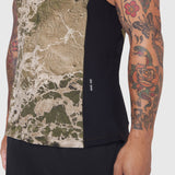 Laser-Vent Singlet Tank in Realtree WAV3 camo, worn by tattooed model, side view