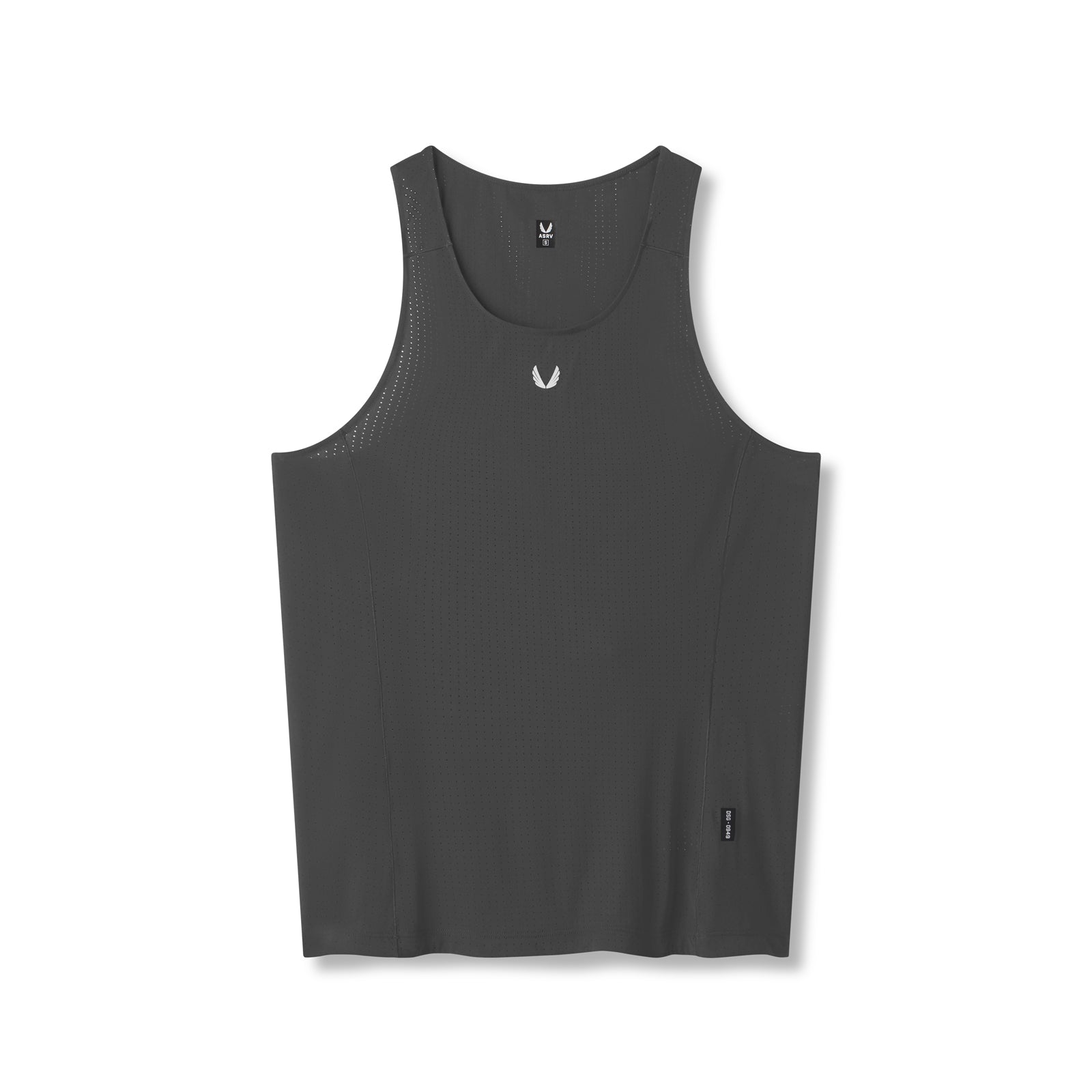 Flatlay of Laser-Vent™ Singlet Tank in space grey, front view