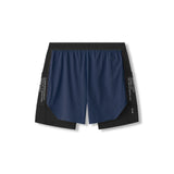 flatlay Aerotex Hybrid Liner Short in navy and black, front view