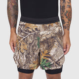 Aerotex Hybrid Liner Short in Realtree Edge camo, front view on model