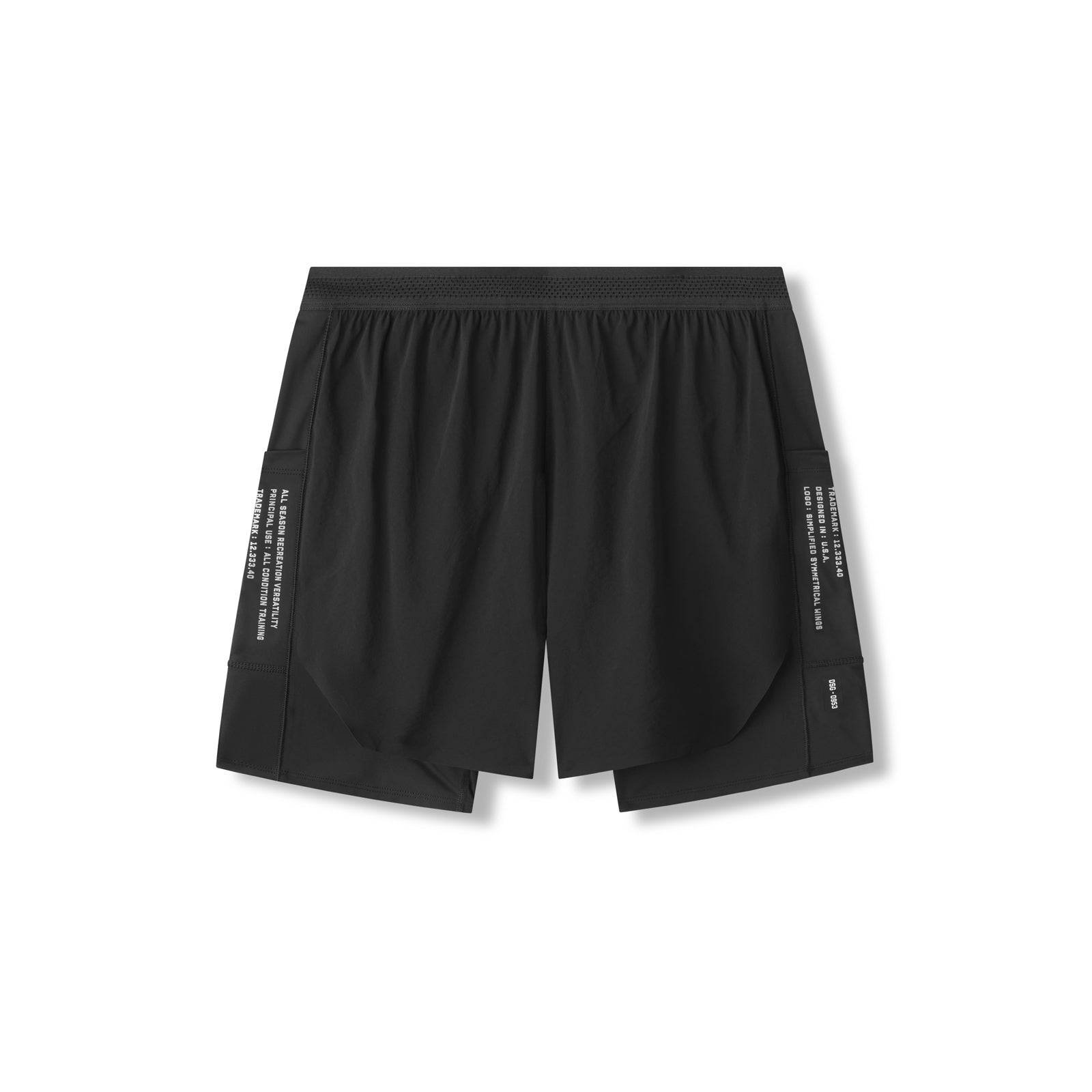 flatlay Aerotex Hybrid Liner Short in black, front view
