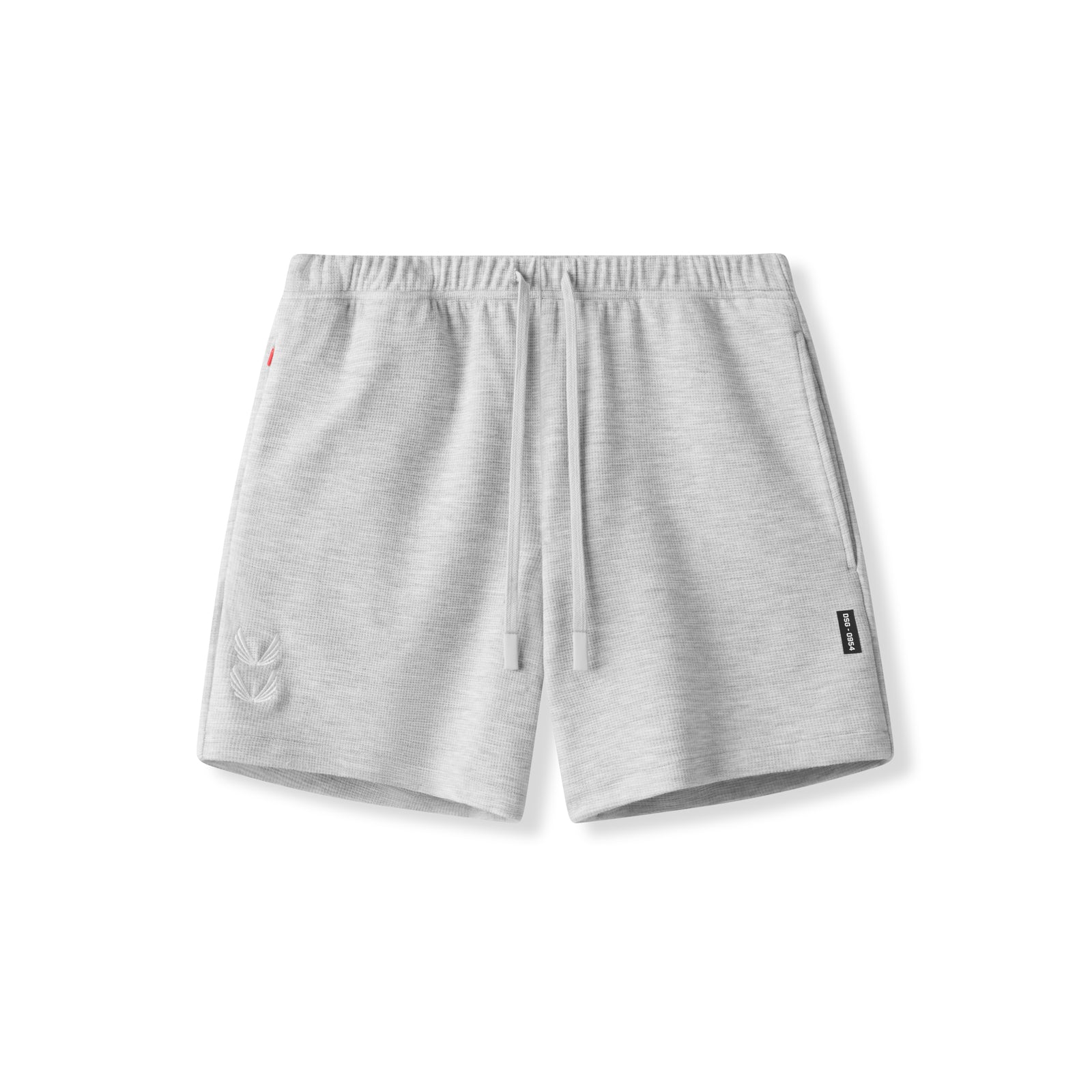 flatlay of heather grey waffle knit sweat shorts, front view