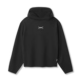 0958. Micro-Terry Raw Hem Hoodie - Black