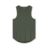 Flatlay of Laser-Vent Tank Top in olive green, front view
