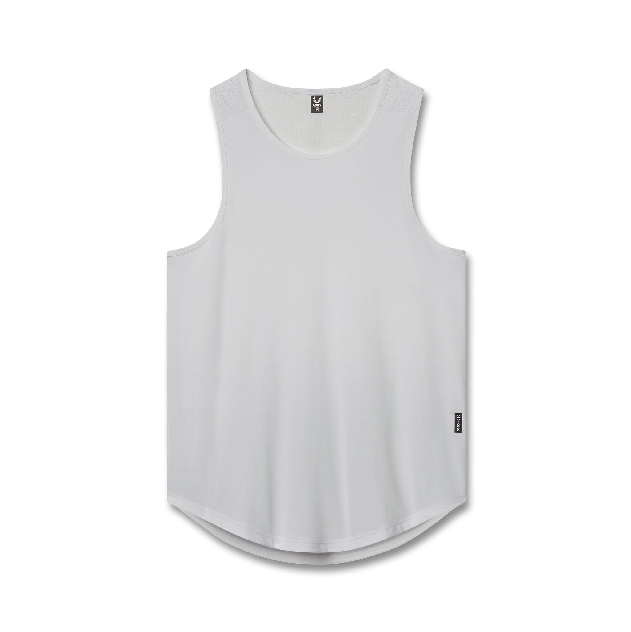 flatlay Laser-Vent Tank Top in slate grey, front view