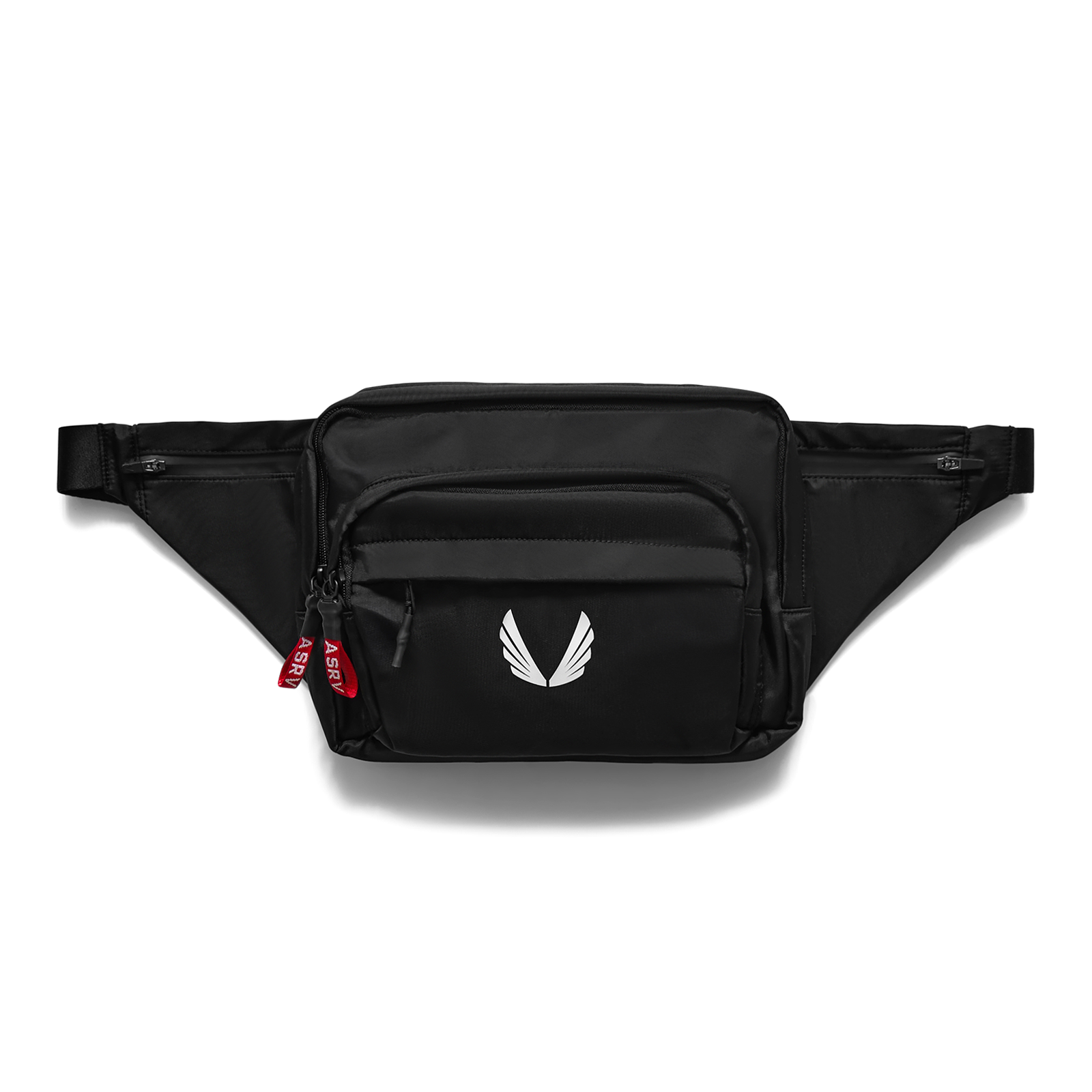 Flatlay ASRV Large Waterproof Crossbody Bag in black, front view