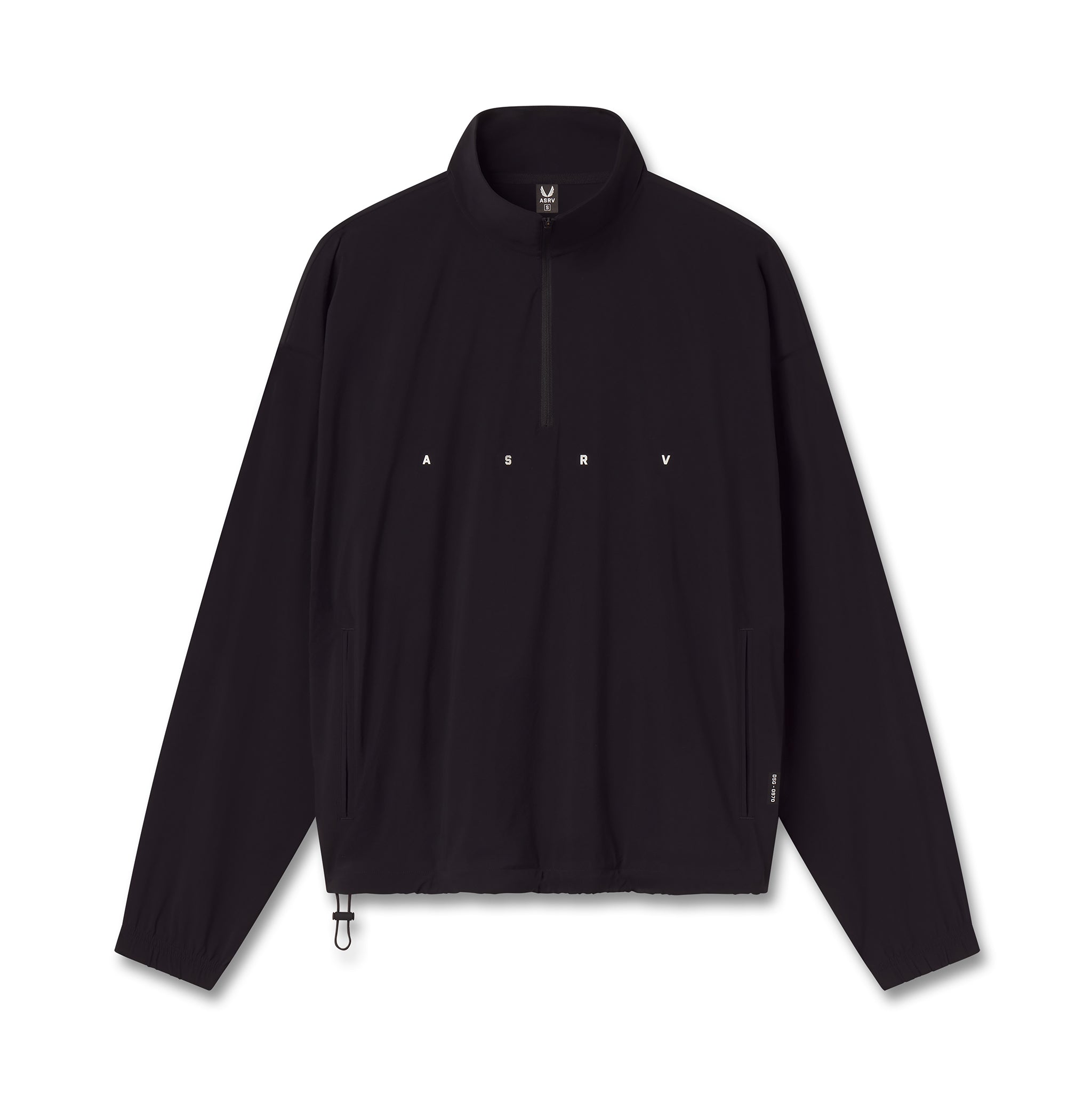 flatlay Aerotex Quarter-Zip Jacket in black, front view