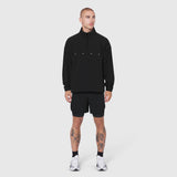 Black Aerotex Quarter-Zip Jacket worn with matching shorts, front view on model