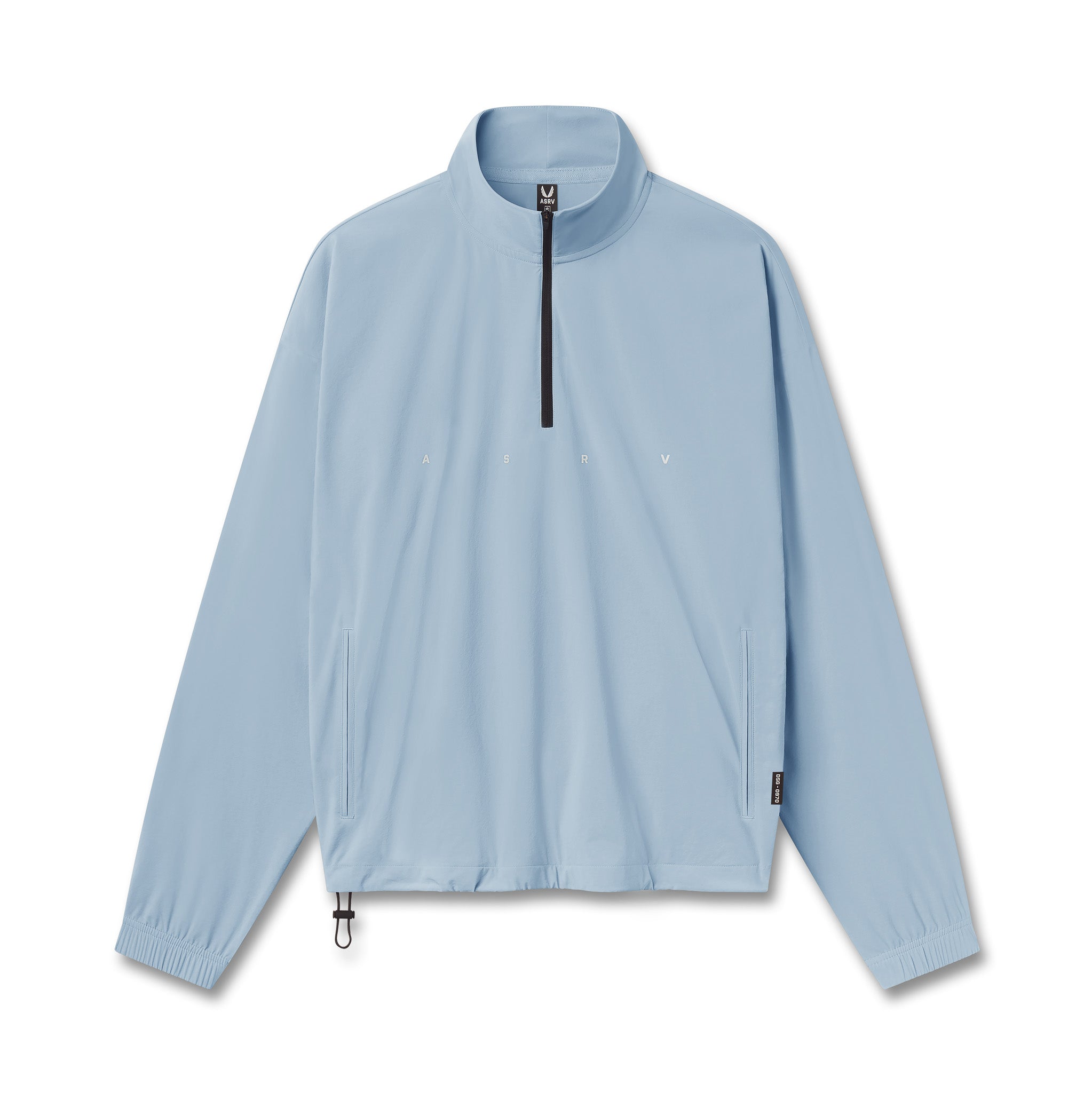 flatlay Aerotex Quarter-Zip Jacket in light sky blue, front view