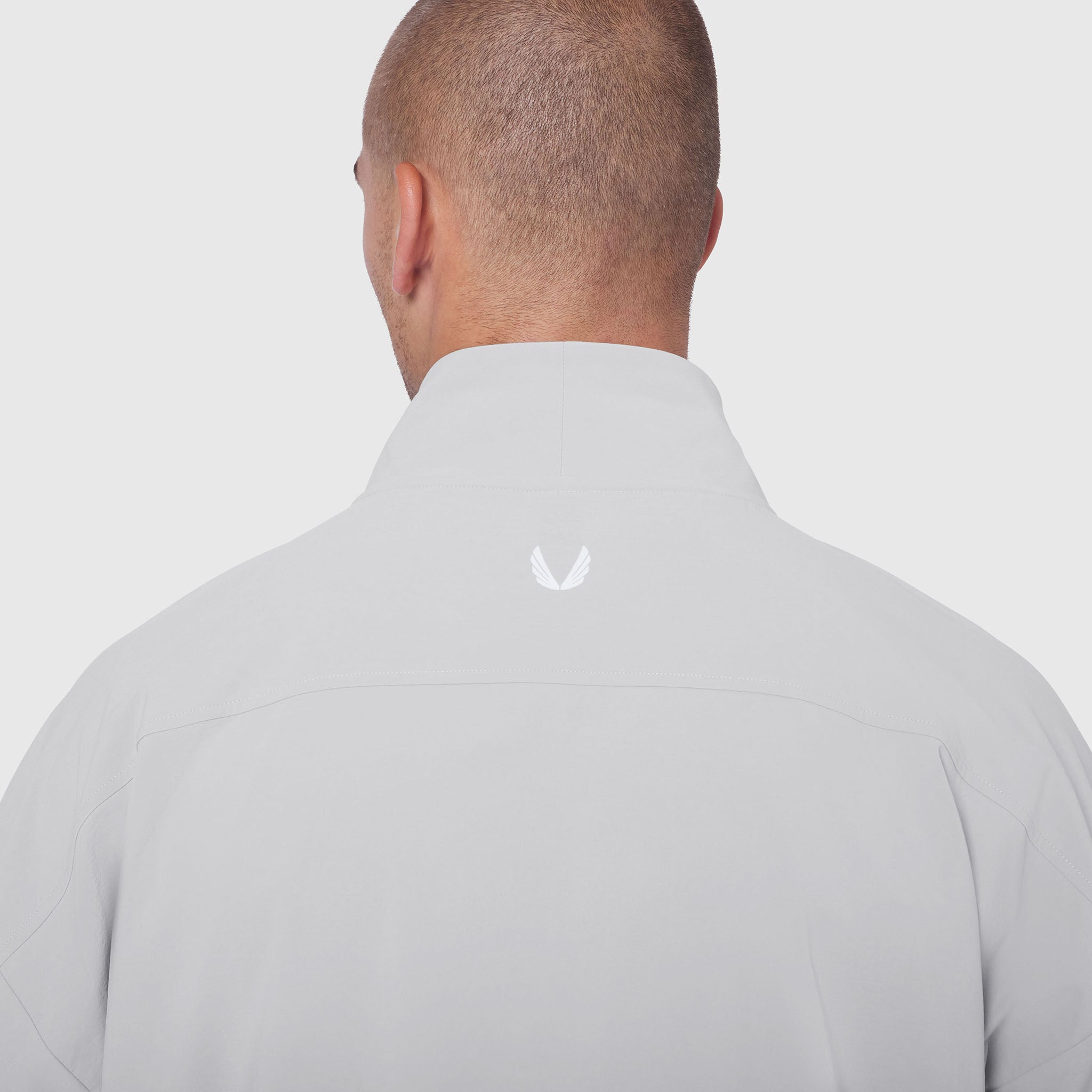 Aerotex Quarter-Zip Jacket in slate grey, back view on model