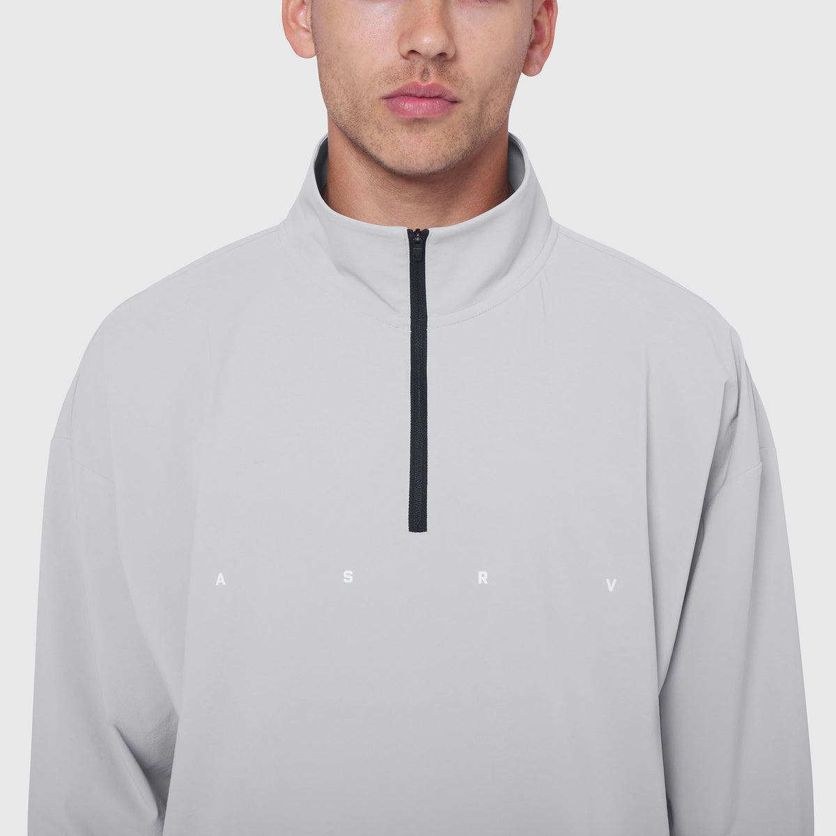 Aerotex Quarter-Zip Jacket in slate grey worn by male model, front view