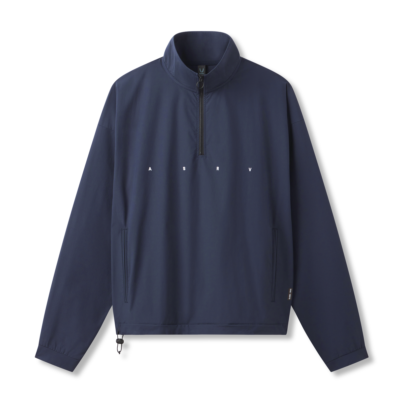 flatlay Ripstop Quarter Zip Jacket in navy, front view