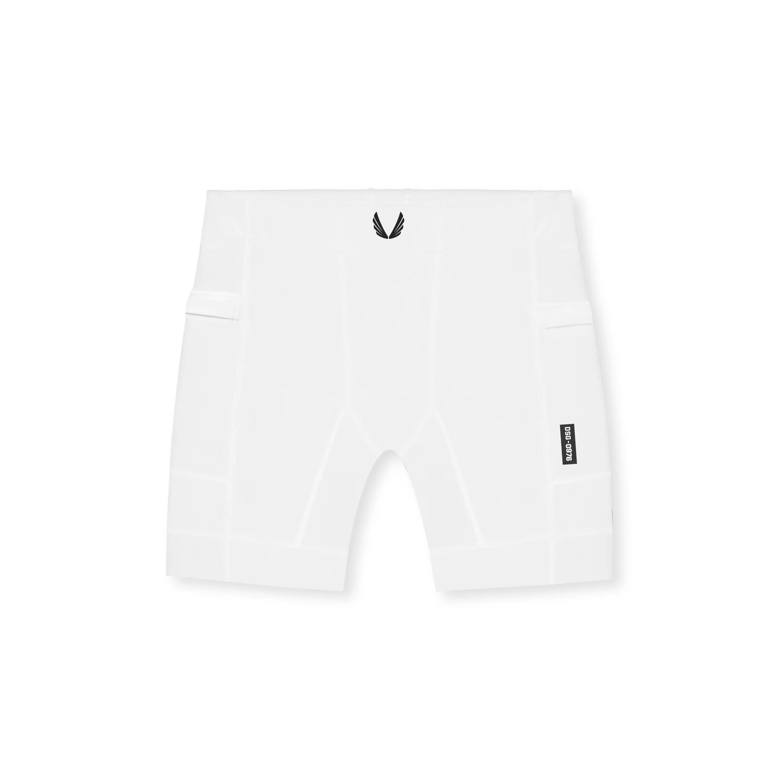 flatlay WarpFlexx-Lite 1/2-Length Legging shorts in white, back view