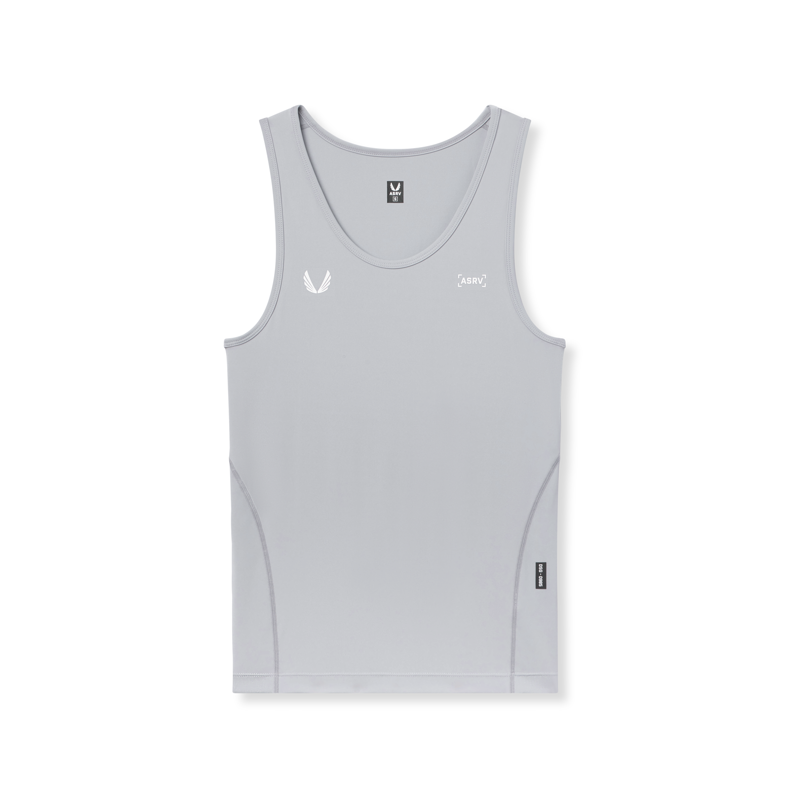 Flatlay of WarpFlexx-Lite Slim Tank in slate grey, front view