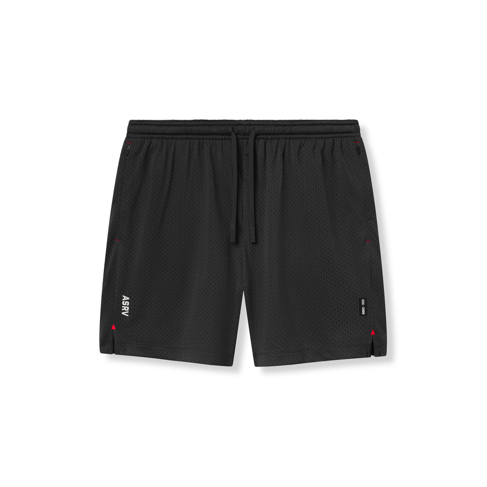 Reversible 2-in-1 Short in black with mesh texture, front view