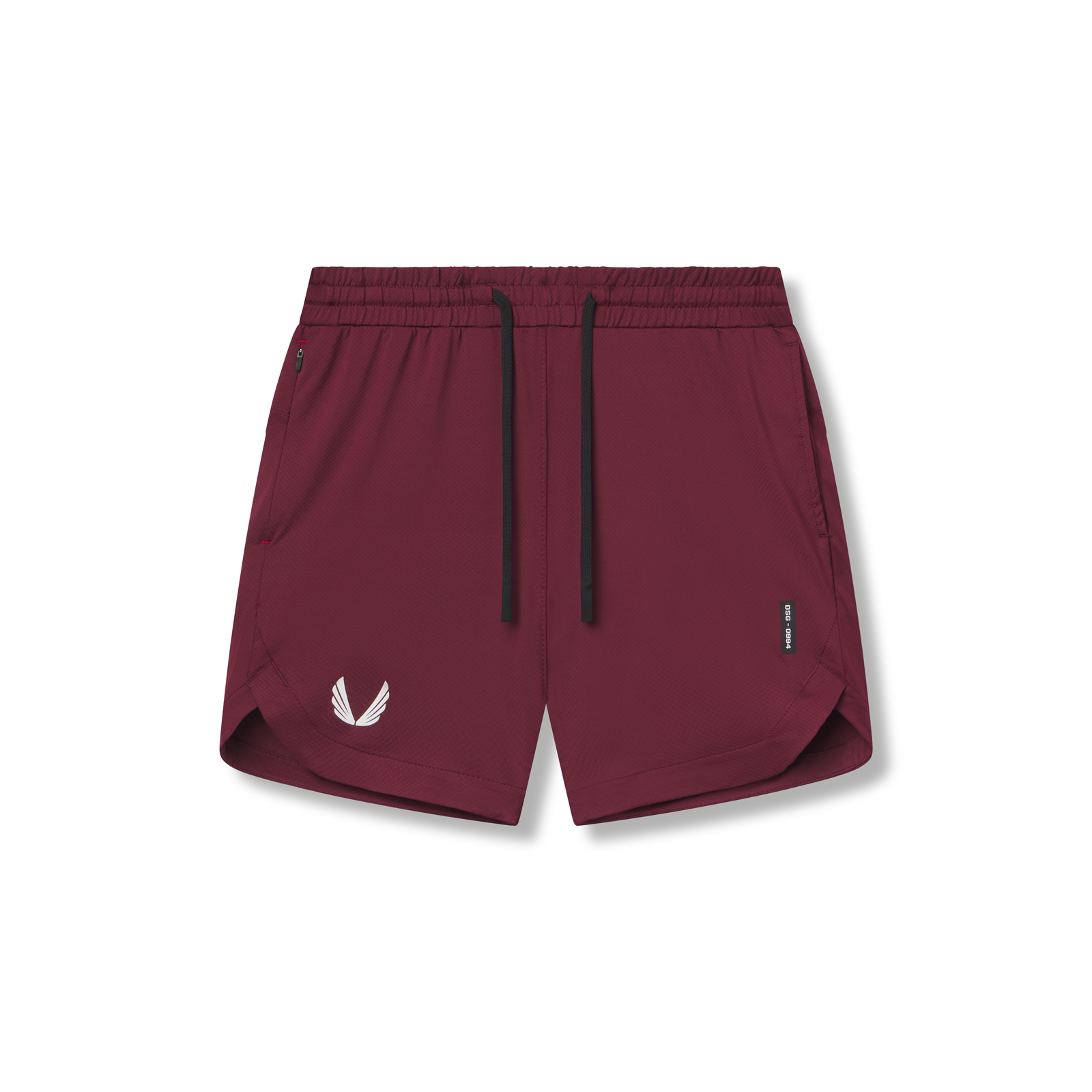 flatlay AeroSilver 7" linerless shorts in crimson, front view