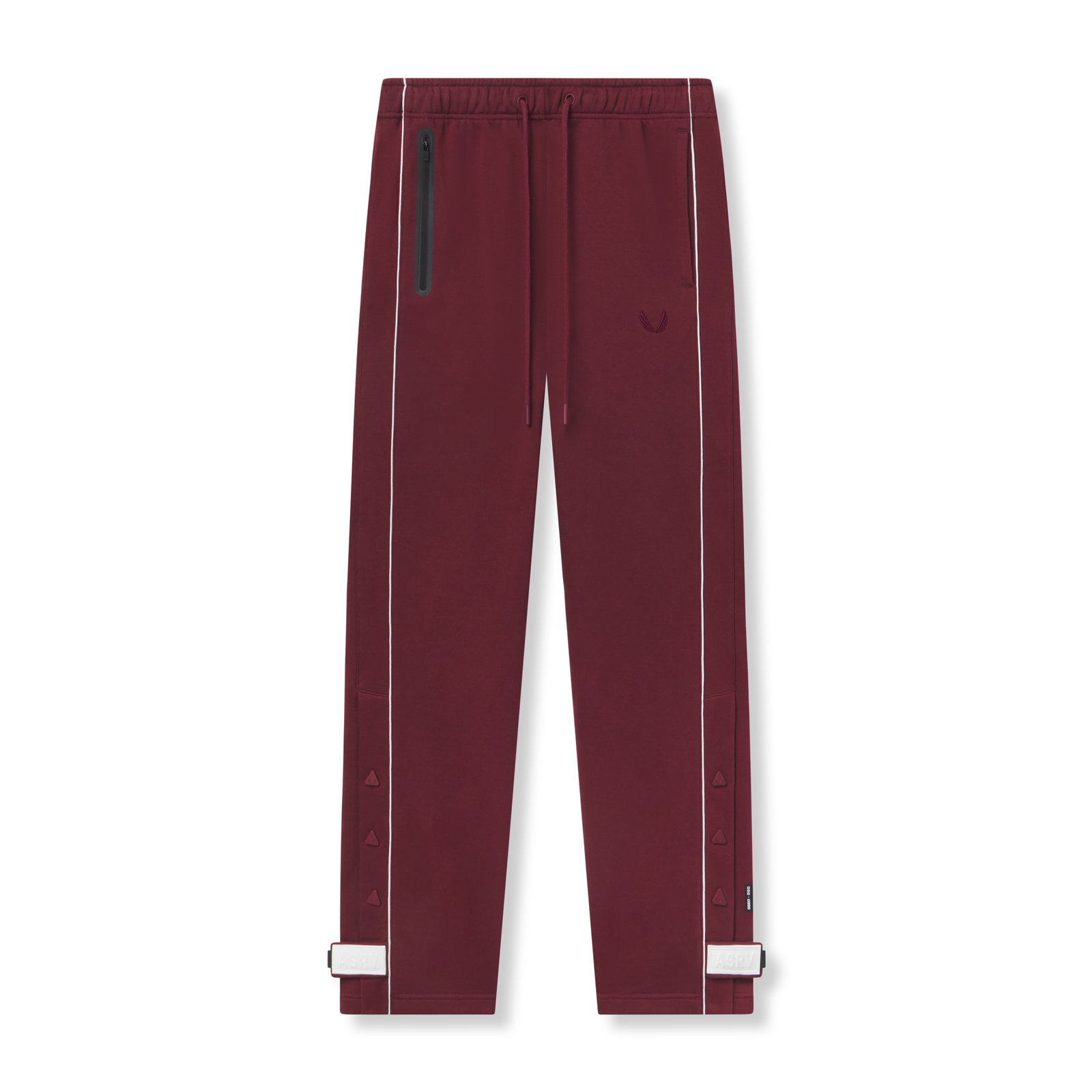 Herringbone Terry Snap Button Sweats in crimson, front view