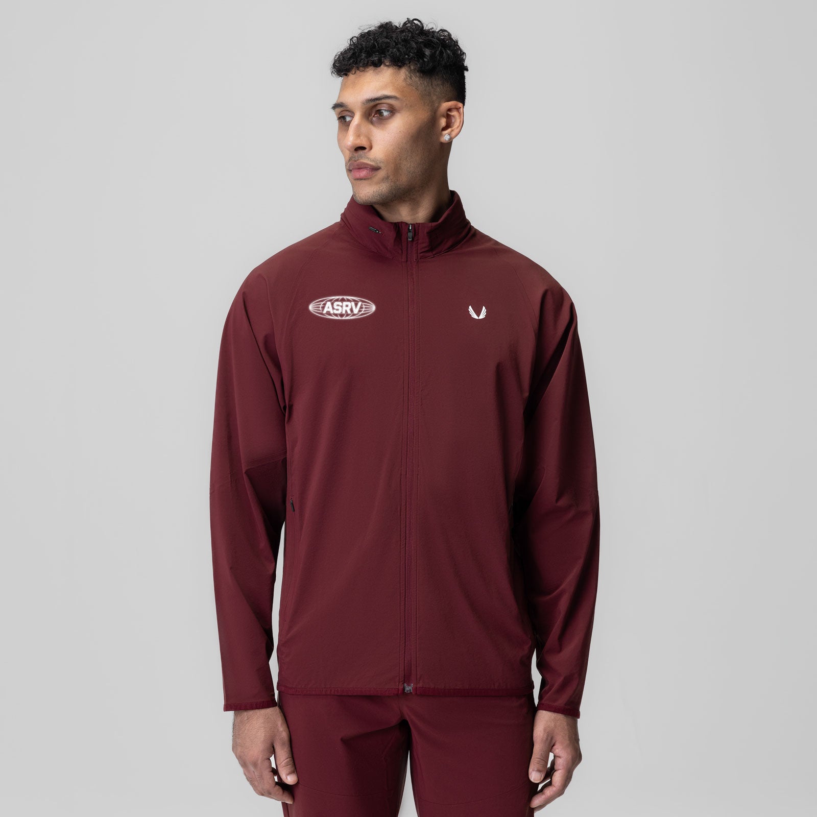 Aerotex Weather-Ready Bonded Windbreaker in crimson, worn by model facing forward