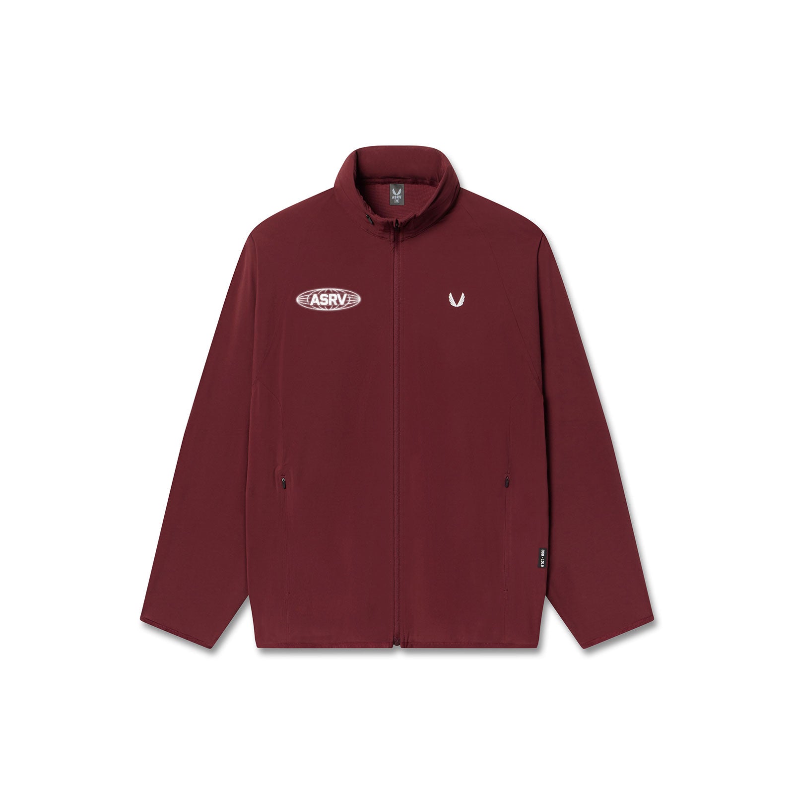 flatlay Aerotex Weather-Ready Bonded Windbreaker in crimson, displayed on invisible mannequin, front view