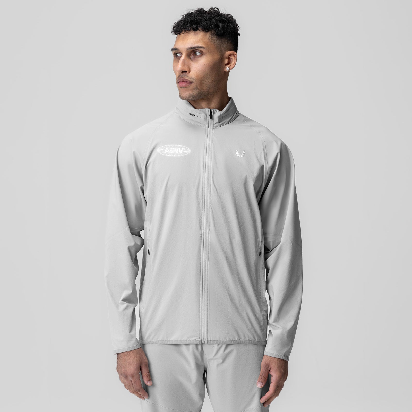 Aerotex Weather-Ready Bonded Windbreaker in slate grey worn by male model, front view